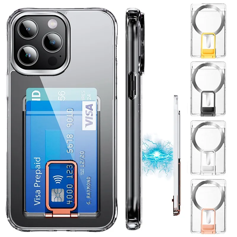 Portafoglio Trasparente Magnetico Magsafe Card Phone Holder Per Iphone 15 14 13 Pro Max Samsung S24 Macsafe Card Case Slot Pocket Bag