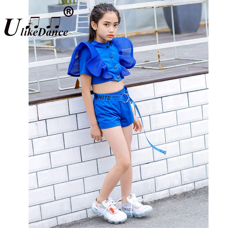 Kpop Girls Clothes Jazz Dance Costume White Performance Suit Hip Hop Modern Dance Outfit Kids Stage Wear Fashion Clothing