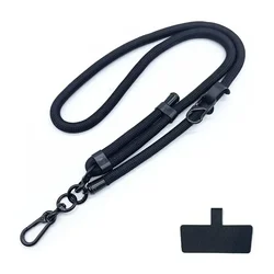 Adjustable Universal Phone Lanyard with Card Holder and Anti-Loss Strap (Black)