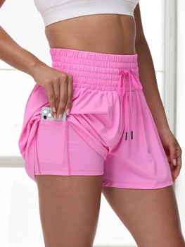 2 in 1 Athletic Shorts for Women High Waisted Gym Yoga Workout Running Tennis Skort Golf Shorts Pocket Clothes Casual Summer 3