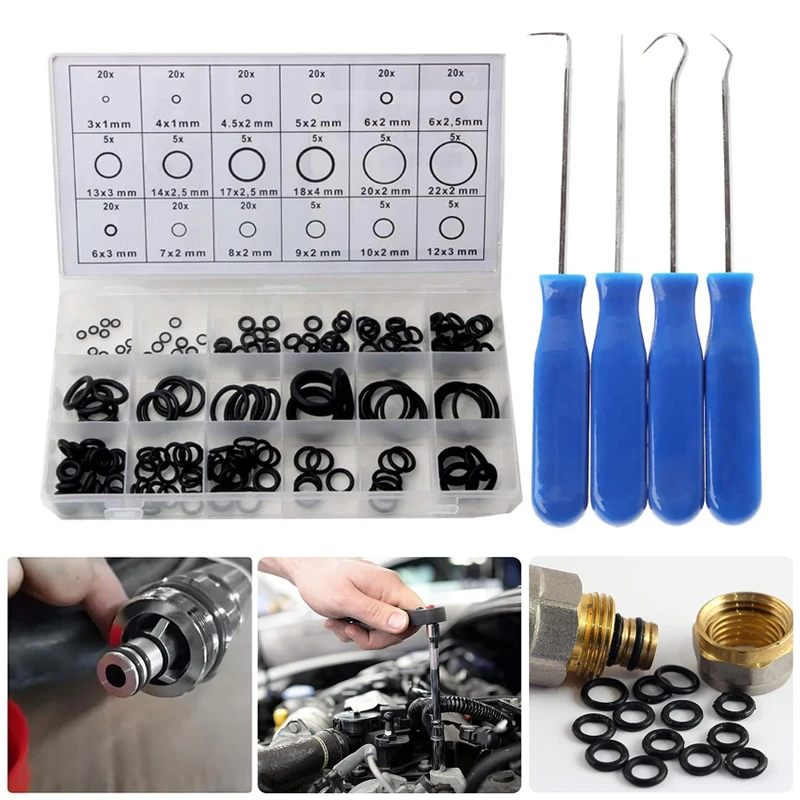 Rubber O Rings Gaskets Sealing Rubber Bands O-Rings Repair Kit For Faucet Pipe Car Plumbing 225PCS 4pcs Tools