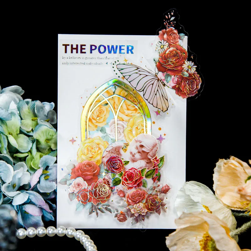 

20Pieces Stickers Rose Thoughts Supplies Handbook Material Office Decorations Adhesives Seal Notebooks Scrapbook Cut 14*9CM