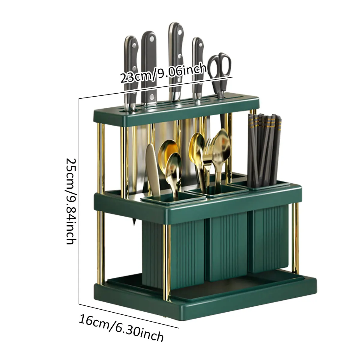 Kitchen Cutter & Cutlery Drying Rack Multifunctional Holder Space Saving Utensil Holder with Removable Water Catch Tray Storage