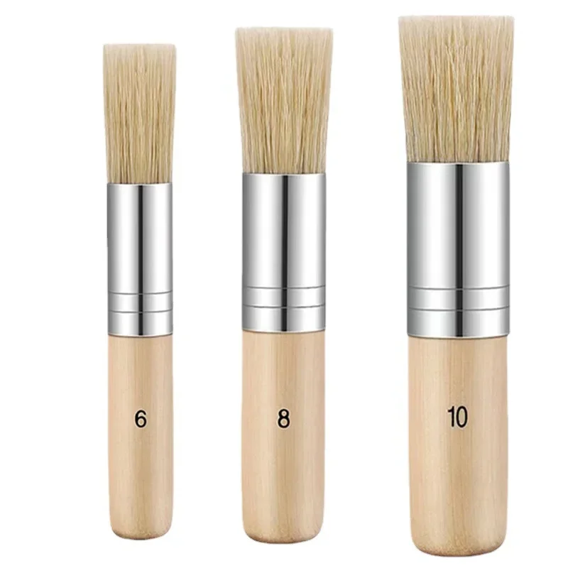 3pcs DIY Wooden Stencil Brush Pure Natural Bristle Paint Brush Acrylic Paint Wood Oil Painting painting brushes