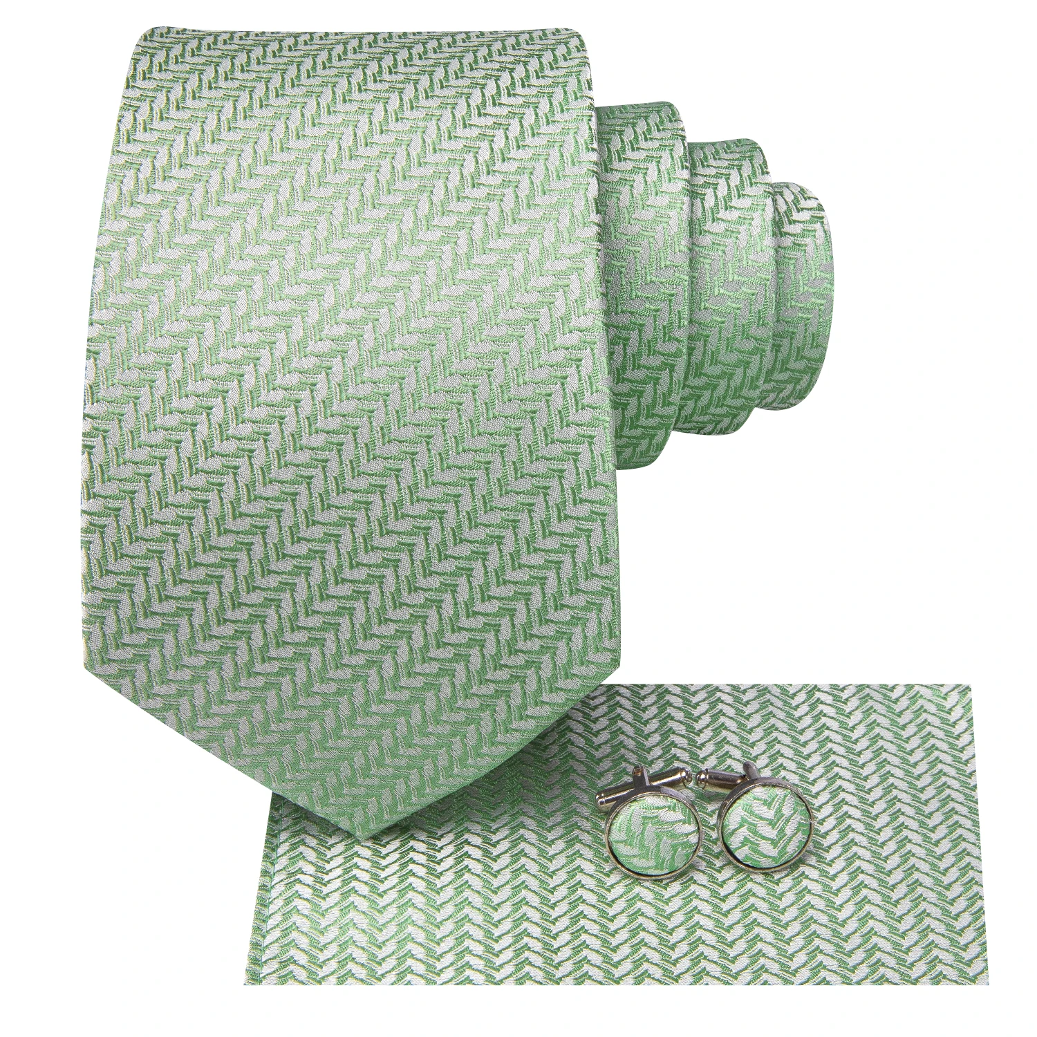 Gift Men Tie Striped Sage Green Design Silk Wedding Tie for Men Handky cufflink Set Hi-tie Party Business Fashion neck tie
