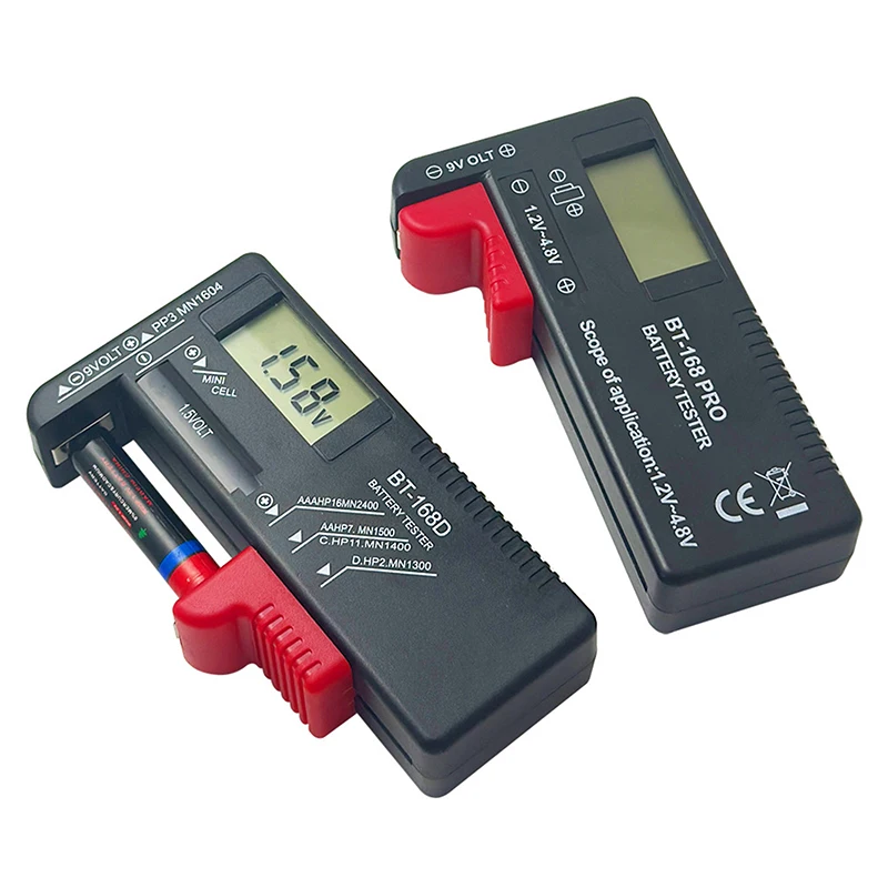 BT-168D 배터리 테스터 범용 디지털 LCD 테스터 AA AAA CD 9V 1.5V 버튼 셀 전압 배터리 전압 테스터