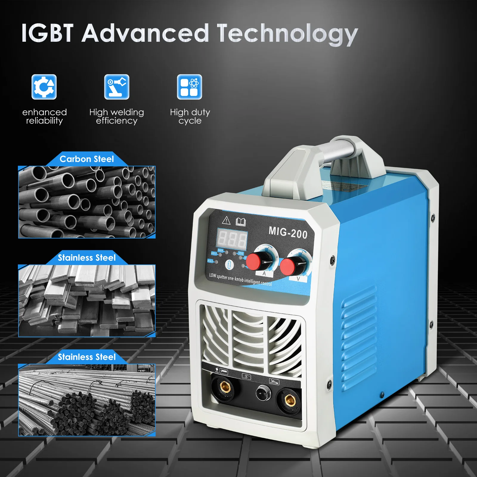 3-in-1 ARC/MIG/TIG Welding Machine Portable Digital MIG Welder IGBT MMA Gas No Gas Soldering Welding Iron Steel Stainless Steel 2