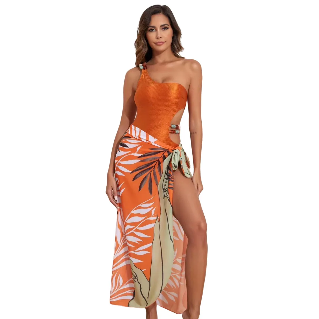 Hollow Out Bikini Swimsuit for Female, Gauze Skirt, French Holiday Style, 3-Piece, New,  Europe and the United States