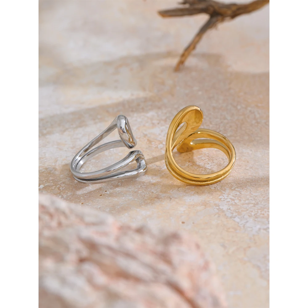 Yhpup Adjustable Ring Gold & Platinum Plated Metal Jewelry