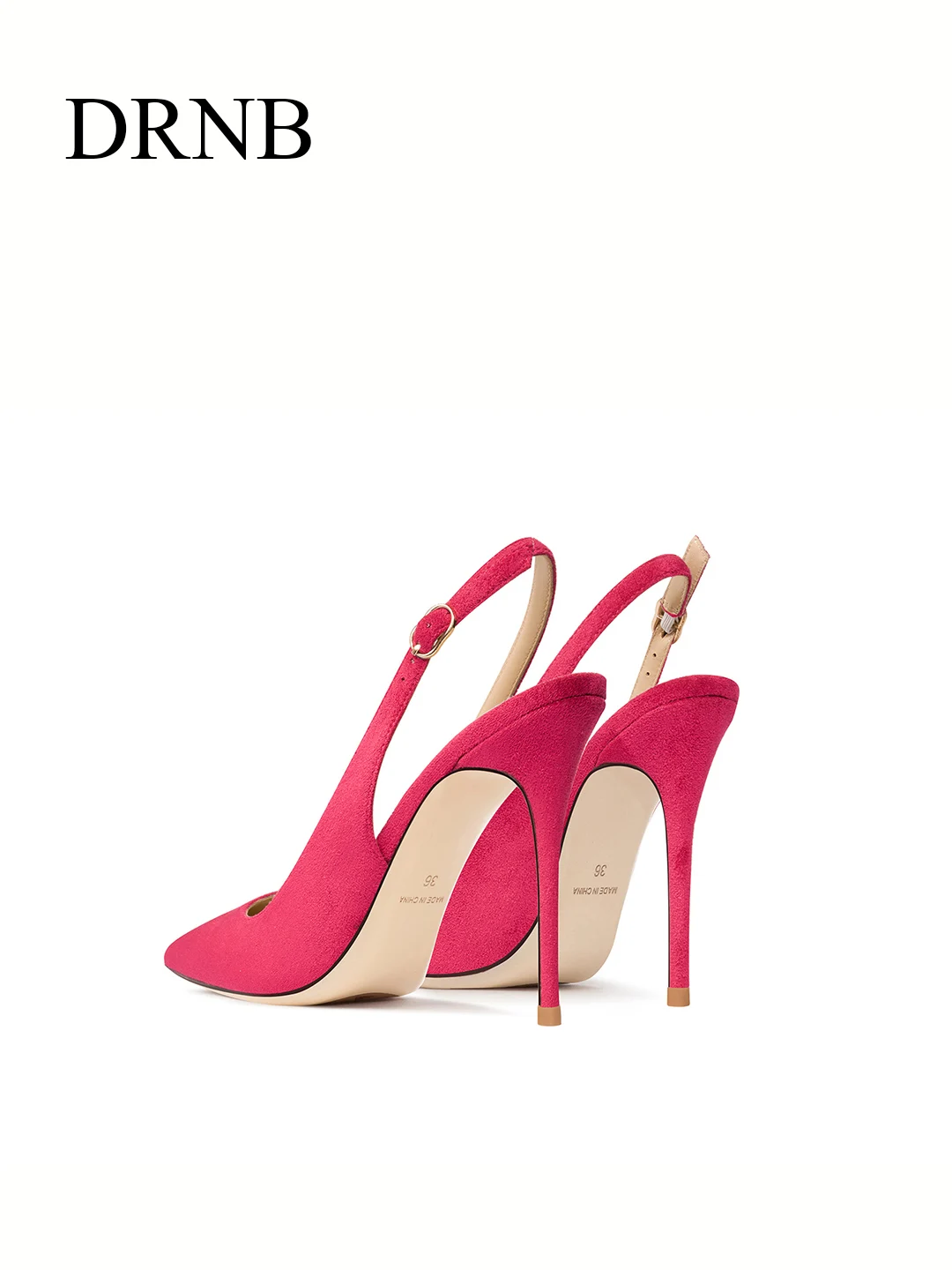 Women Heel Sandal Slingback Pointed Toe Sexy French Style Summer Flock Genuine Leather Side Open Stilettos