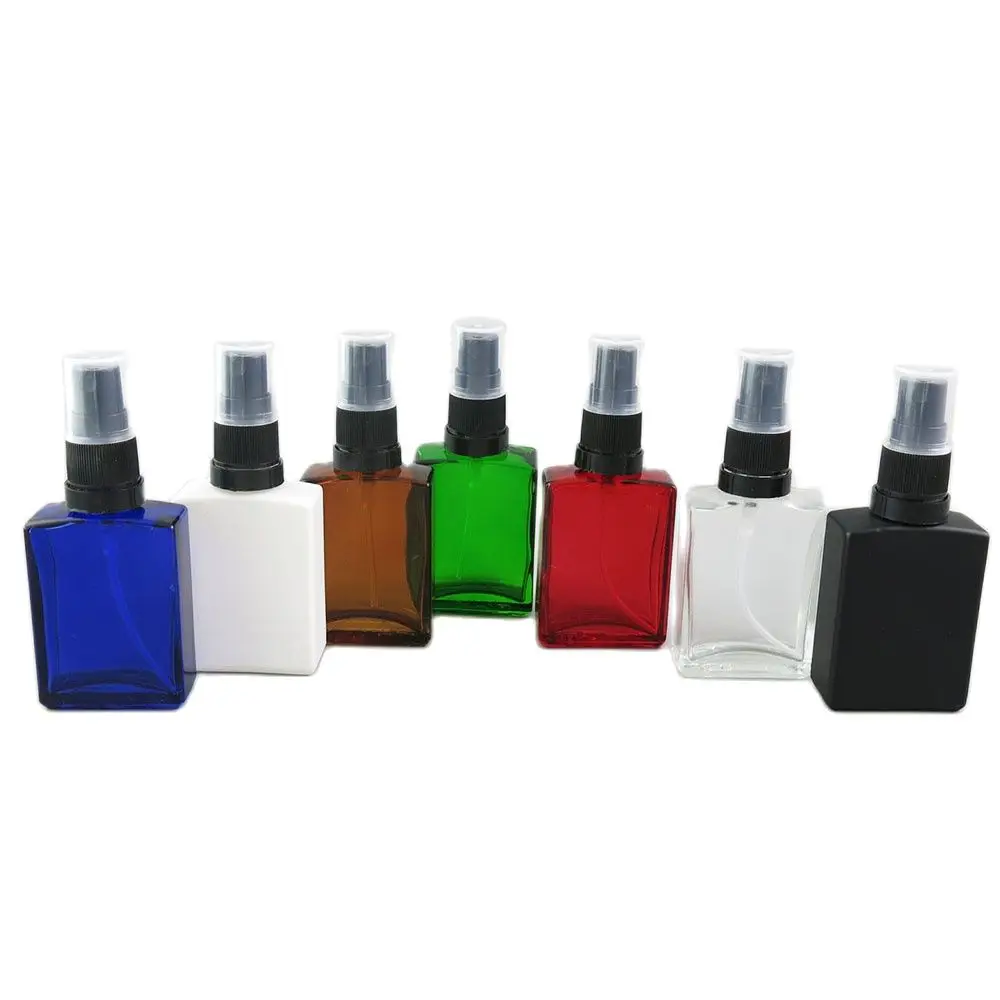 

30ml Portable Amber Clear Glass Essential Oil Spray Bottles Mist Sprayer Container Travel Refillable Matte Black Bottle 500pcs