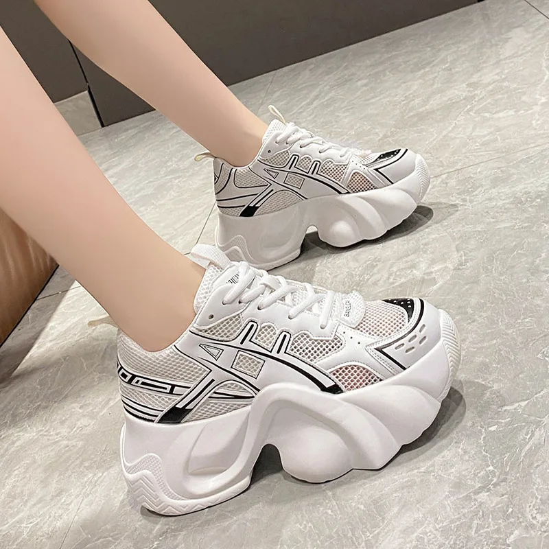 CINESSD Women Platform Shoes 2023 Designer Chunky Sneakers For Woman Outdoor 8CM Causal Shoe Spring Female Ladies Footwear Gift
