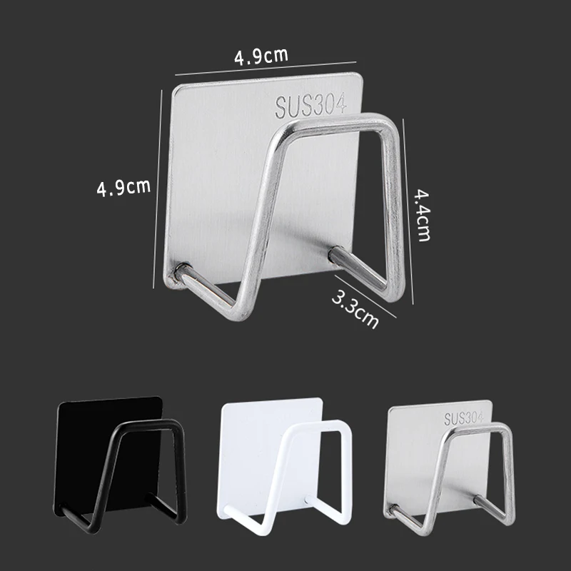 Description Picture 3 of item1pc Kitchen Stainless Steel Sink Sponges Holder Self Adhesive Drain Drying Rack Kitchen Wall Hooks Accessories Storage Organizer