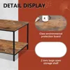 Small Brown Rectangle Wood and Metal Coffee Table with Storage Shelf for Small Living Rooms 4