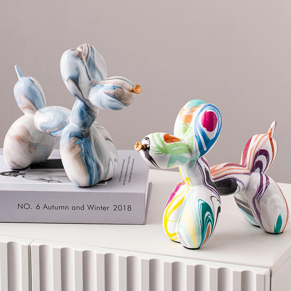 Resina nordic escultura animal balão estátua do cão decoração para casa acessórios kawaii decoração do quarto decoração escritório em pé estatueta - 100 coisas lindas para a casa