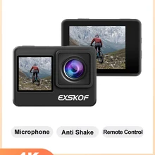 4K 60FPS 액션 카메라, EXSKOF E1 PRO, 4K@60FPS, 4x 디지털 줌, WIFI, 방수, 모토 헬멧 캠, 흔들림 방지 스포츠 비디오 카메라