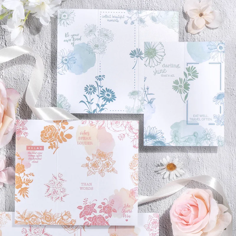 

Yoofun 20pcs/pack Aesthetic Floral Memo Pads Card Decorative Flower Material Papers for Journaling Scrapbooking Planner Notes