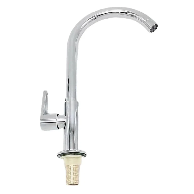 Kitchen Sink Faucet Set Stainless steel electroplating single cold vertical ball big bend household mop pool kitchen dish washing basin