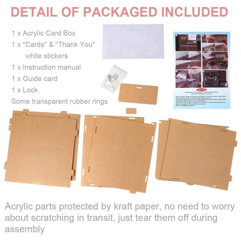 Creative Acrylic Card Gift Box Letter Envelope Box with Lock Slot for Reception