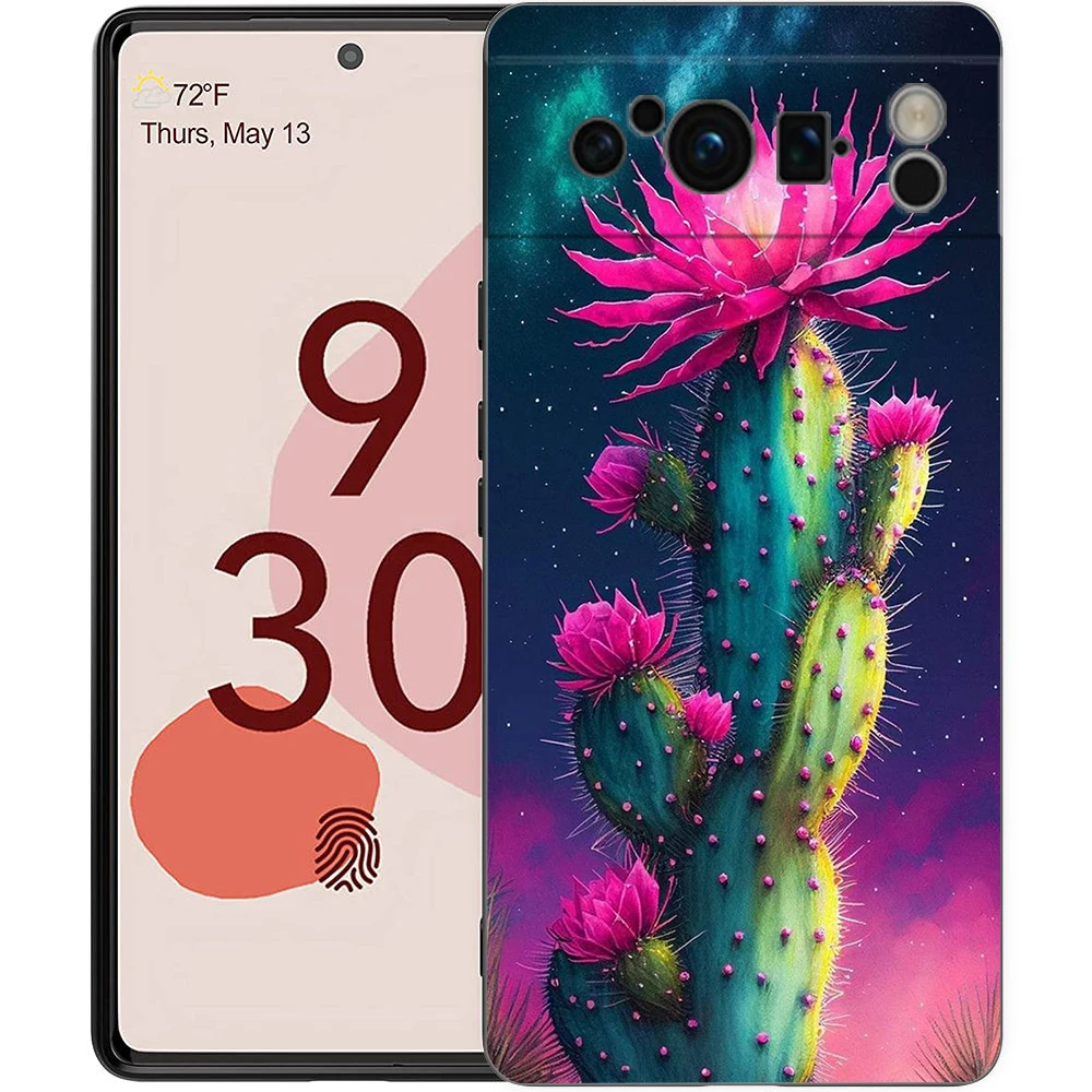 Succulent Design Shockproof Silicone Phone Case - Soft TPU Protective Cover