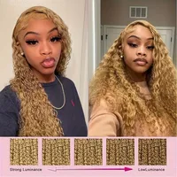 Perruque 27 Blond Miel 13x6 Cheveux Humains Bouclés Pré-Pluckée avec Baby Hair pour Femmes Noires Perruques Vietnamiennes Originales 32 36 Pouces Densité 250 3