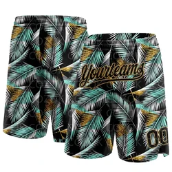 Custom Palm leaf Authentic Basketball Shorts 3D Printed Men Shorts Your Name Mumber Quick Drying Beach Shorts