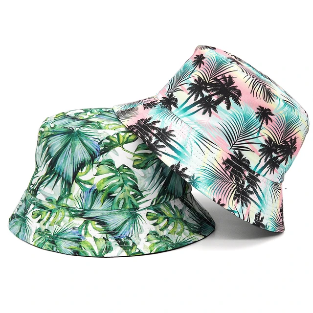 Tropical Hawaiian Flower Womens Bucket Hat Summer Fashion Hawaii Fisherman  Beach Sun Hats for Women Men Teens