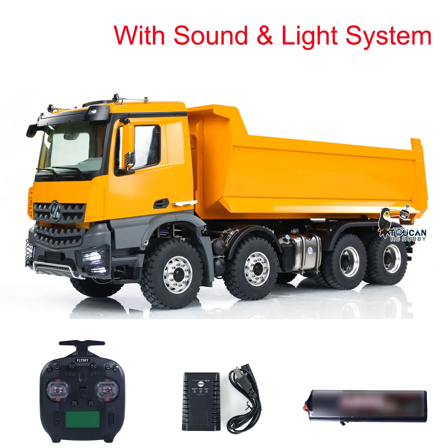 Toys Kabolite 1/14 8X8 K3366 RC Hydraulic Tipper Car Radio Control Finished Dumper Truck Car Machine Light Sound Model for Boys 2