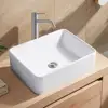 Rectangular Ceramic Vessel Sink 16"X12" White Bathroom Farmhouse European Modern Style Above Counter Easy Install Clean Smooth 5