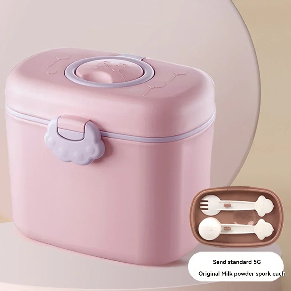 Baby Milk Dispenser Container Portable Milk Powder Boxes Carry Handles And Spoons For Outdoor Travel Activities