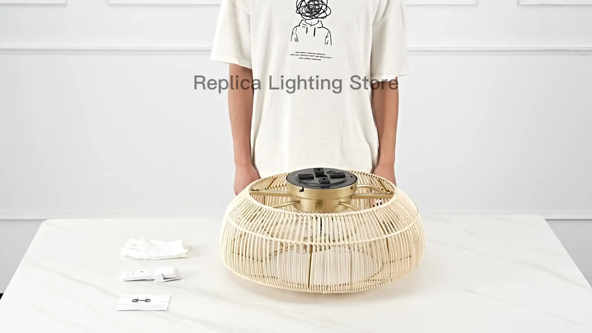 Потолочный светильник в скандинавском стиле для спальни винтажный вентилятор из