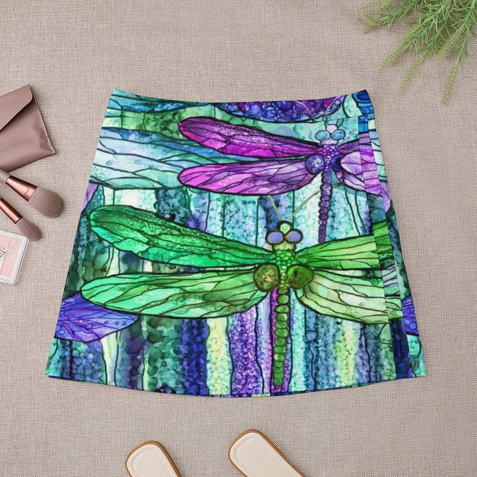 Dragonfly Bloomies 4 - Purple Mini Skirt Women skirt kawaii skirt Skirt pants