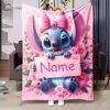 Customized Name Blanket Disney Stitch Print Soft and Warm Blanket Suitable for Home Office Camper Sofa Bed Picnic Blanket Gift 1