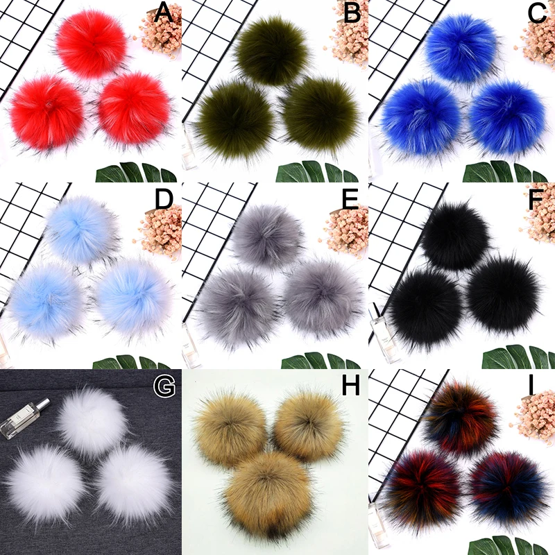 Description Picture 5 of item12/15cm New Large Pompom Ball With Press Button Fluffy Faux Fur Pompoms DIY Baby Girl Pompon Beanie Hat Accessories Hairball