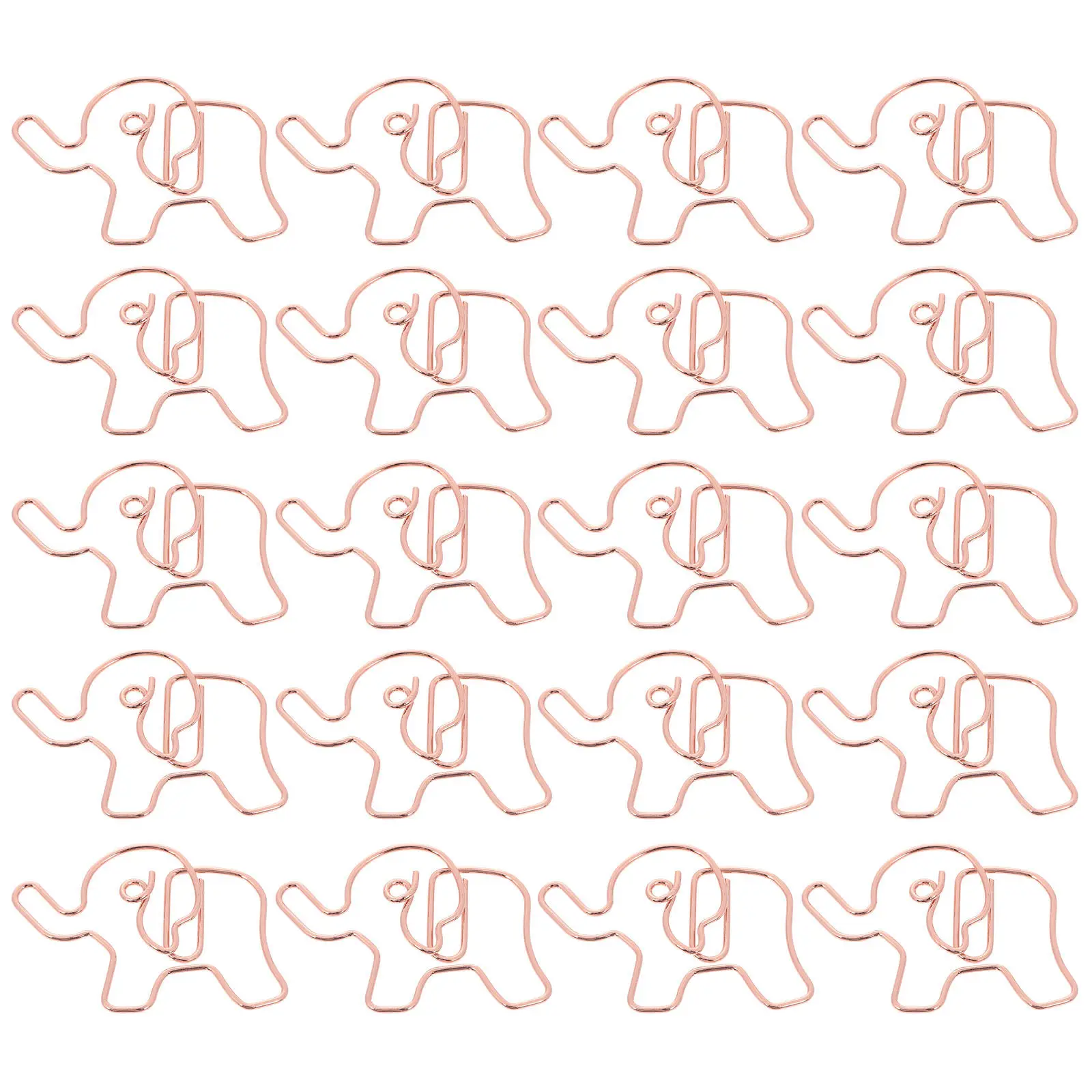 20Pcs 코끼리 모양의 종이 클립 귀여운 금속 클립 대형 컬러 장식 사무실 학교 용품 종이 클립 코끼리 장식