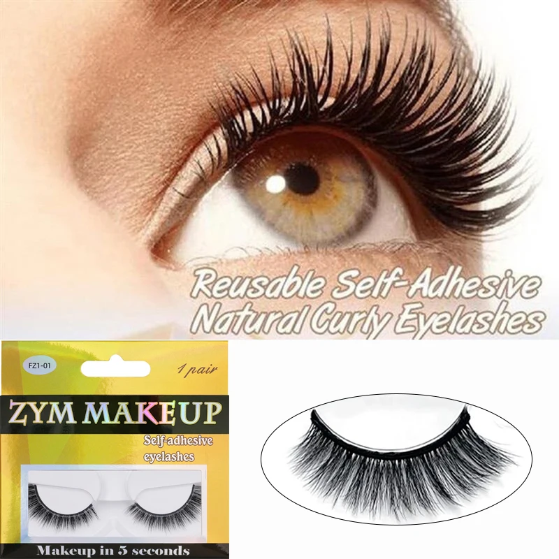 1pair Selfadhesive Glue Free Faux Mink Eyelashes No Residue On The
