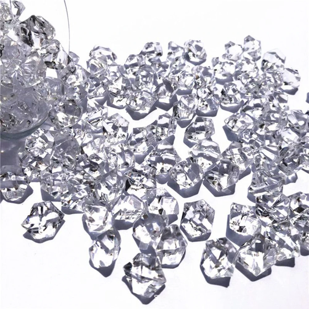

200Pcs Acrylic Stones Crystal Ice Cubes Decor Vase Filler Pebble Aquarium Fish Tank Accessories DIYJewelry Decoration 6*9mm