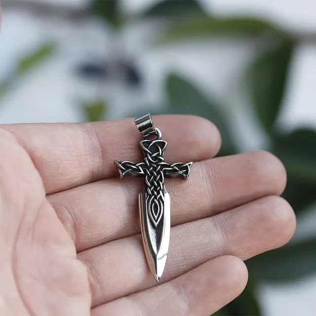 Collana Vichingo Uomo - Acciaio Inox, Ciondolo Nodo Celtico. Lunghezza 55+5cm, Vintage - Foto 2