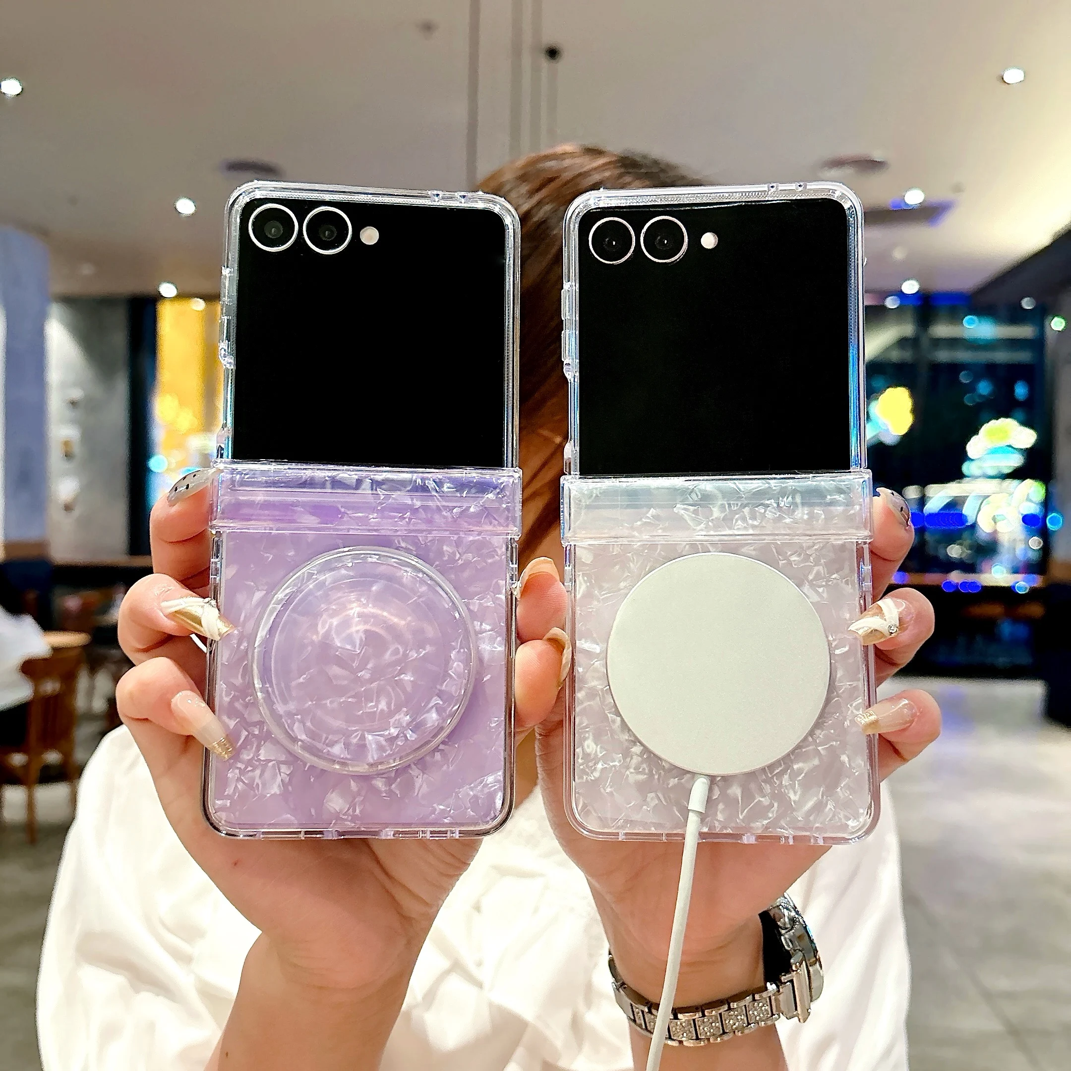 Luxury Shell Pattern Magnetic Phone Case with Bracket and Shockproof Protection