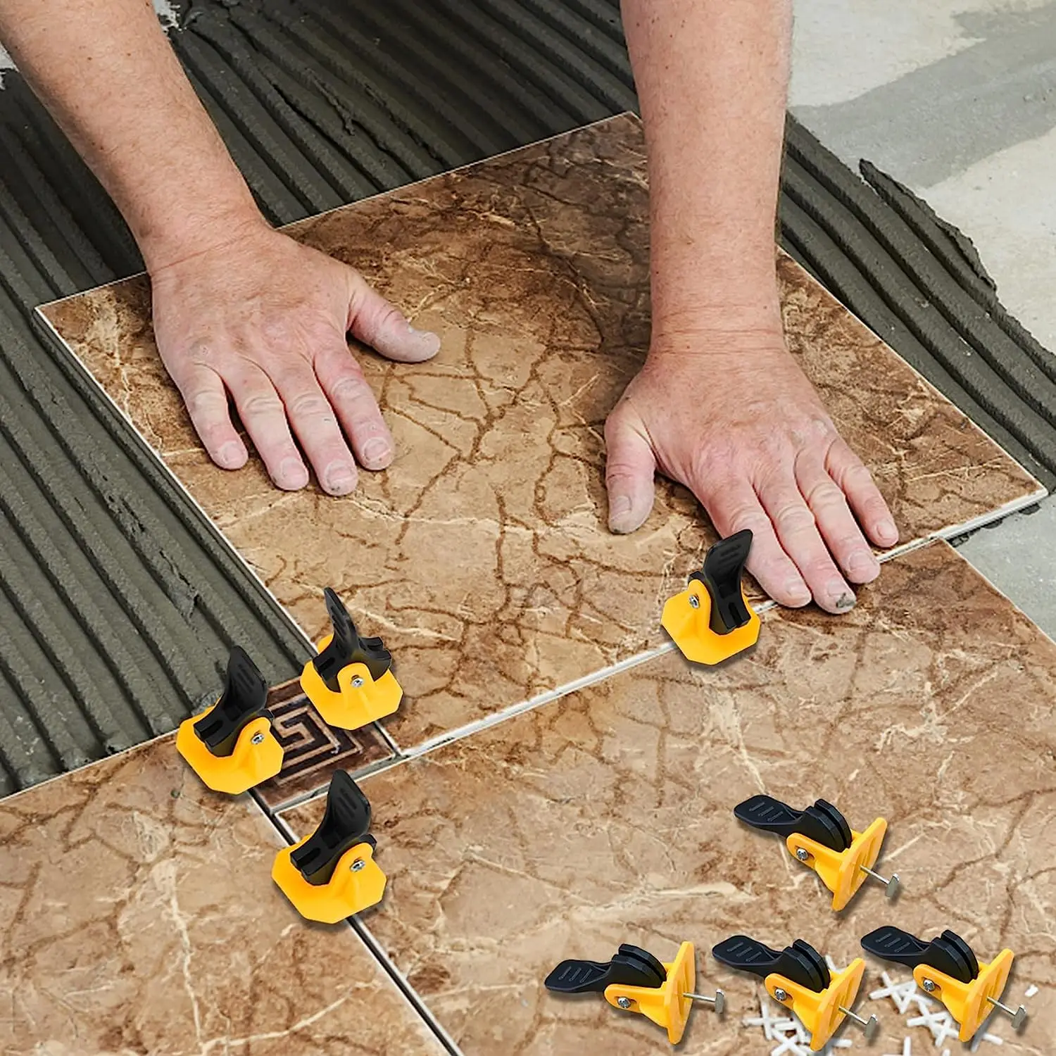 Tile Spacers Tile Leveling Clips Tile Leveling Tools Floor Tile Leveling System Clips Leveler Adjuster Kit Plastic Positioning Artifacts Leveler Locator Spacers for Flooring Wall Tile