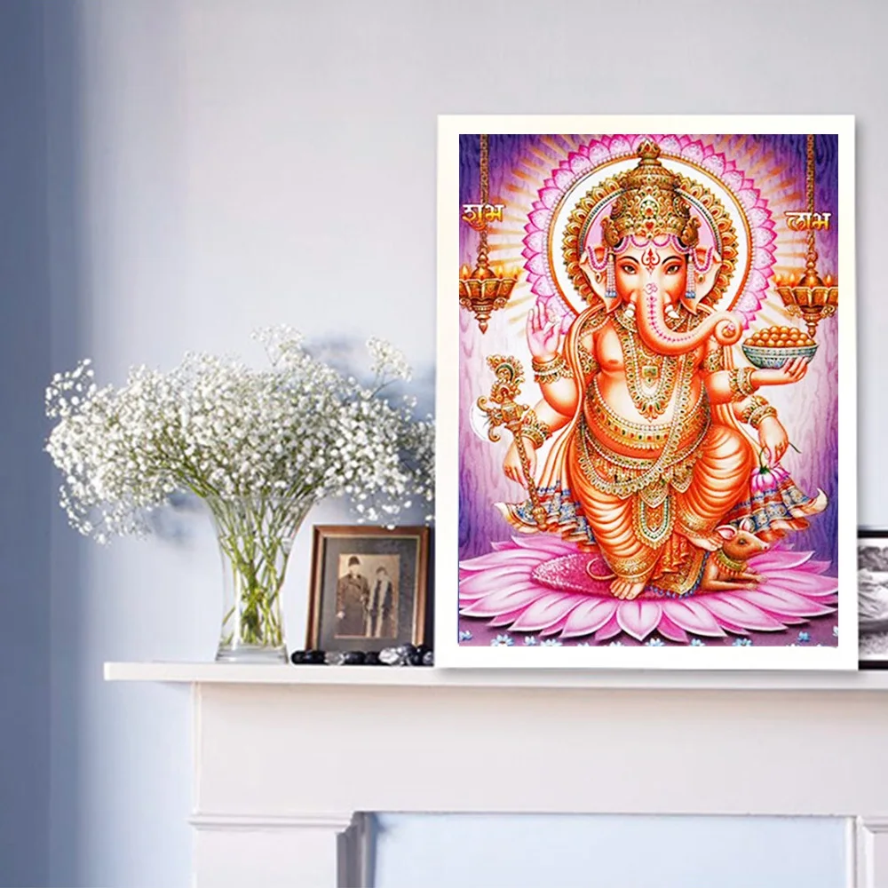 Huacan 5d الماس اللوحة الحفر الكامل Ganesha ديكور المنزل مربع/الجولة  التطريز فسيفساء الله عبر غرزة جدار الفن - AliExpress, image size:1000x1000