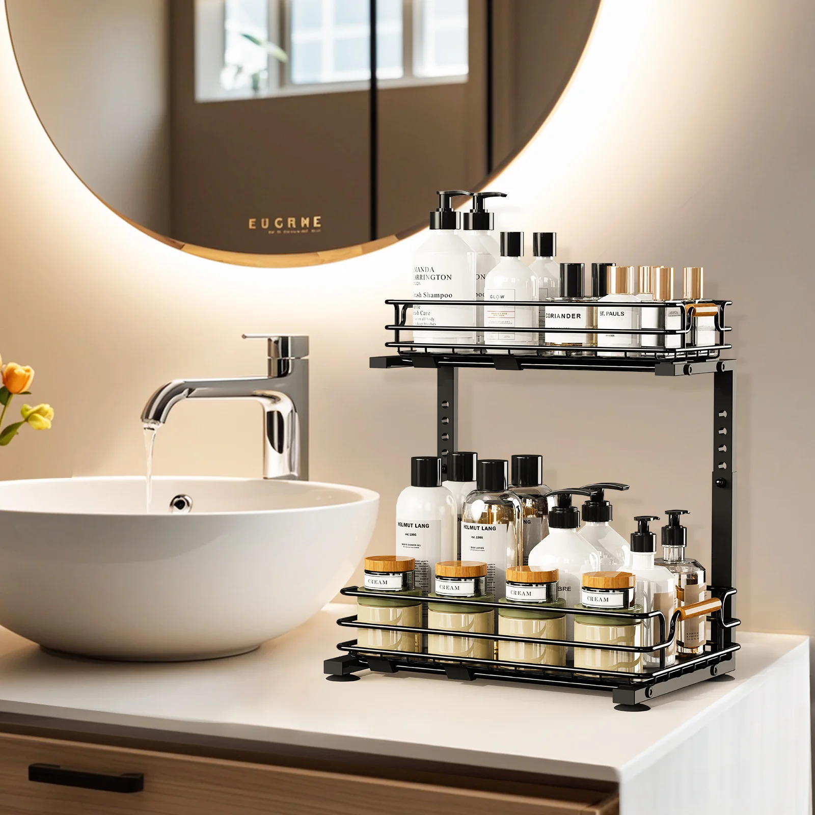 2 Tier Under Sink Organizer Kitchen Metal Sliding Drawer Height  Adjustable Cabinet Organizer Kitchen Organizer 3