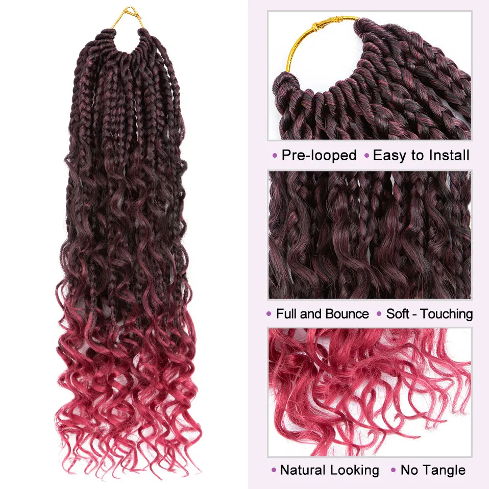 S-noilite Synthetic 14/18 inch Goddess Locs Hair Curls Ends Pre Looped Boho Dreadlocks Hair Extensions Soft Braiding Pieces
