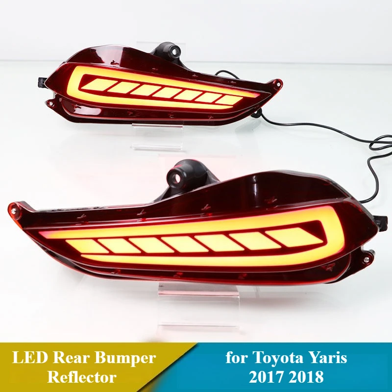 2Pcs Car LED Rear Bumper Reflector Taillight Driving Brake Light Rear Fog Lamp DRL 12V Daylights for Toyota Yaris 2017 2018 detail image 3