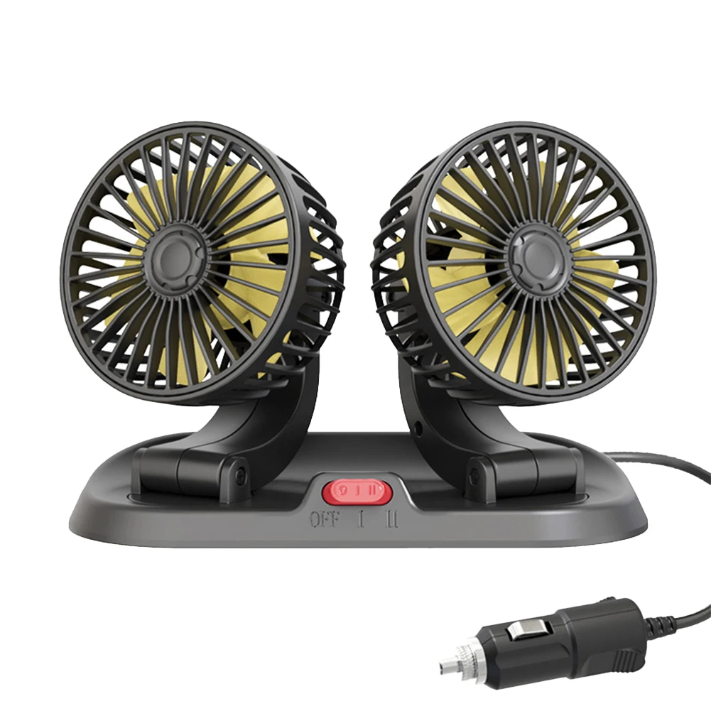 자동차 선풍기 듀얼 헤드 공기 순환기 선풍기 360, 자동차 트럭 SUV RV 크레인용, 2 단 회전 USB, 5 V, 12 V, 24V