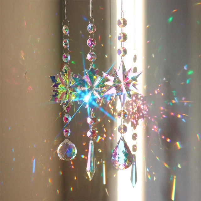 Crystal Wind Change Hópehely Napsütő Gyémánt Prizmák Medál Álom Fogó Szivárvány Üldöző Lógó Csepp Otthoni Kerti Dekoráció - Image 3