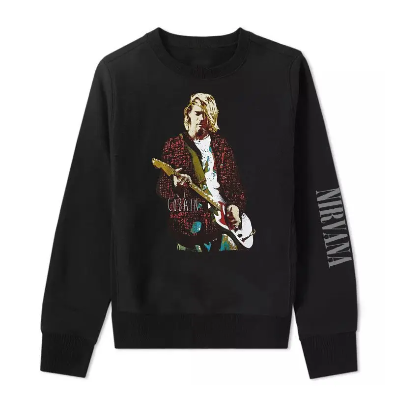 Pop NirVANA Band Rock Langarm-Hoodie - Nirvana Kurt Cobain Herren Punk Locker Sitzender Hoodie - Herbst/Winter Bestseller – Detail 4