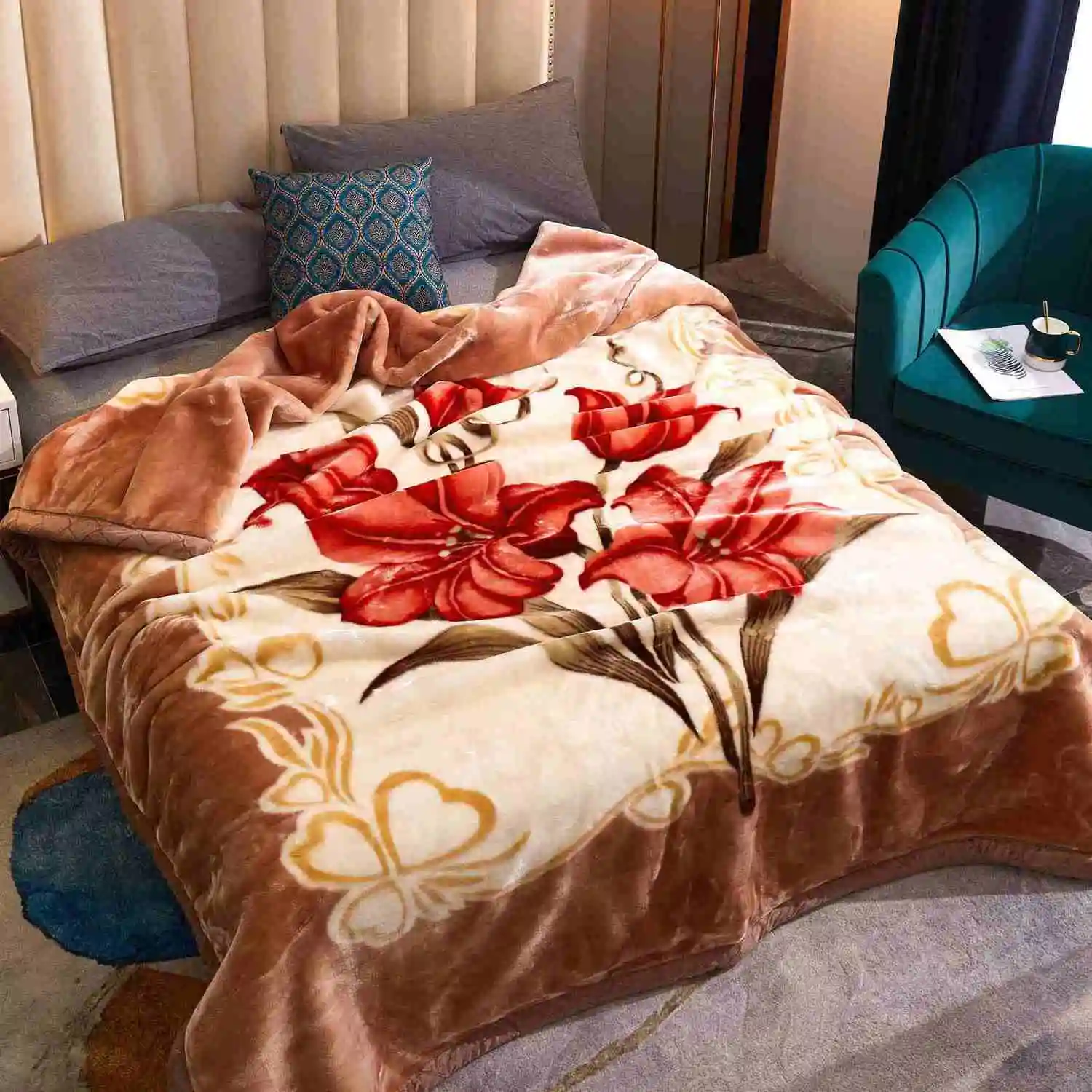 Double Layer Winter Thick Raschel Mink Weighted Blanket For
