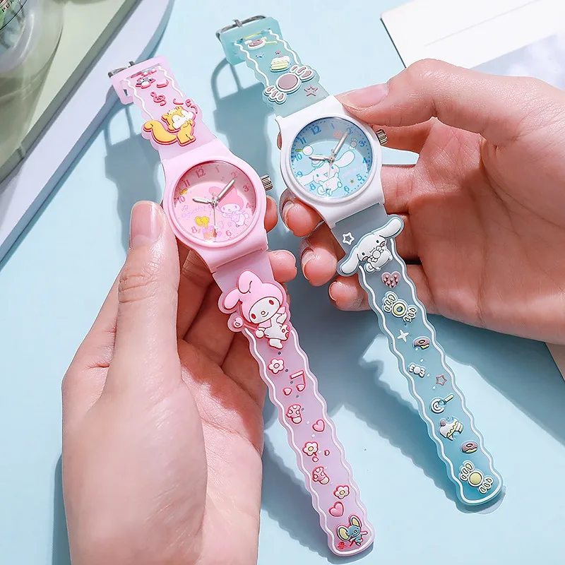 Hello Kitty 3D Pattern Sanrio Child Wrist Watch Cinnamoro Waterproof Quartz Watch Kuromi Cartoon Christmas Watchband Kids Gift 2