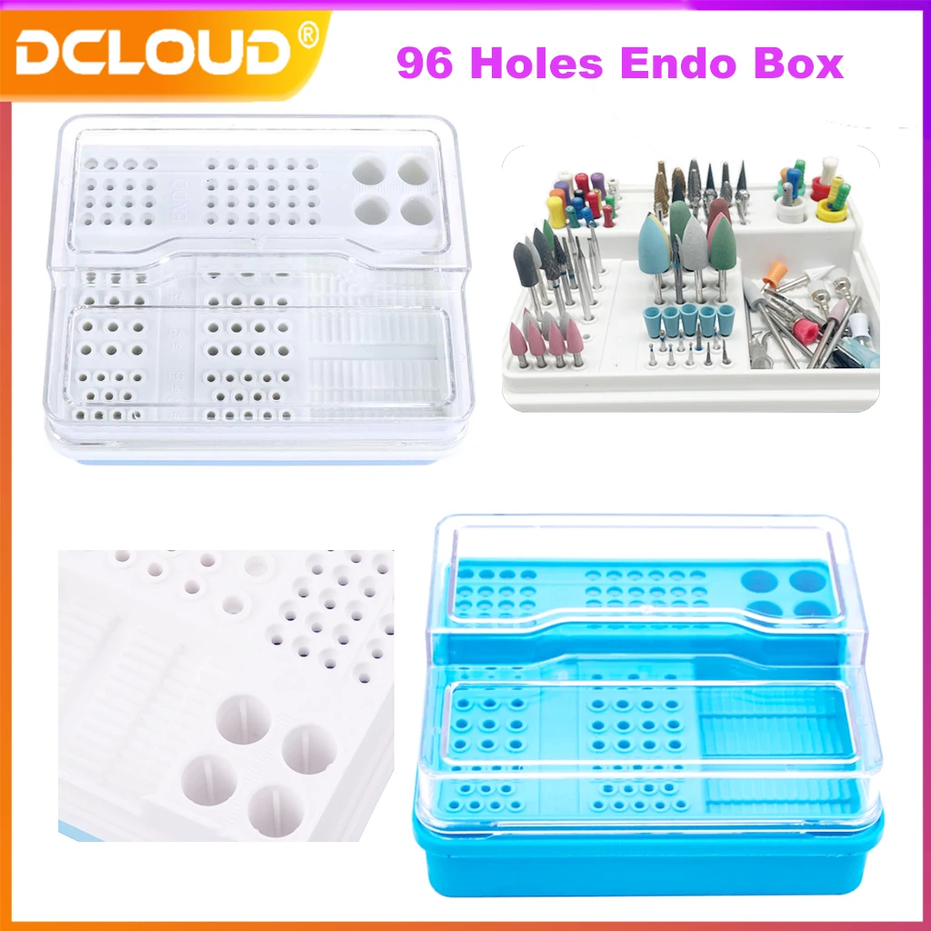 

96 Holes Plastic Dental Endo Disinfection Storage Holder Sterilization Root canal files Dentist Durs Drill Placement Box Tools